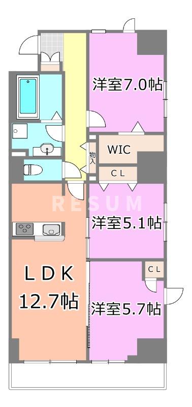 千葉市中央区新宿のマンションの間取り