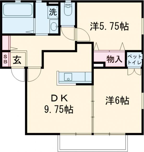 塩谷郡高根沢町大字宝積寺のアパートの間取り