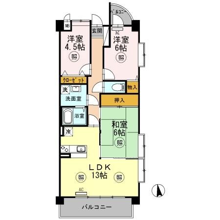プラザハイツ二ツ屋A棟の間取り写真