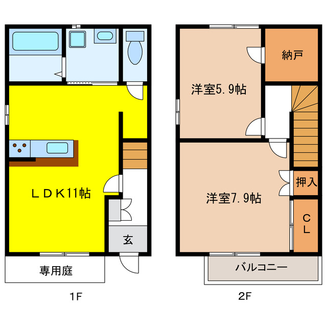 名鉄各務原線 切通駅 徒歩7分 2階建 築12年の間取り写真