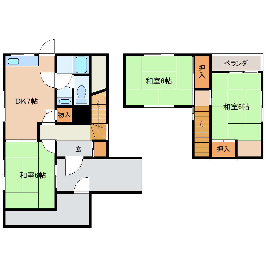 中ノ島町貸家の間取り写真