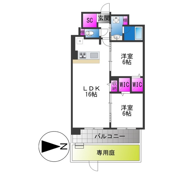 地下鉄千日前線 新深江駅 徒歩2分 9階建 築1年の間取り写真