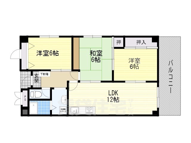 阪急京都線 南茨木駅 徒歩22分 5階建 築35年の間取り写真