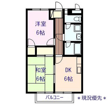 長野市松代町東条のアパートの間取り