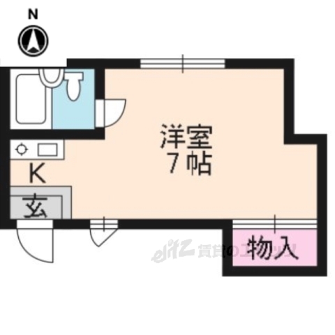 京都市山科区大宅古海道町のマンションの間取り