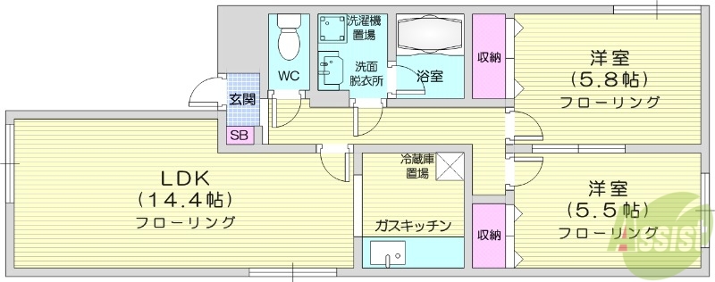 シャルムあをき新琴似の間取り