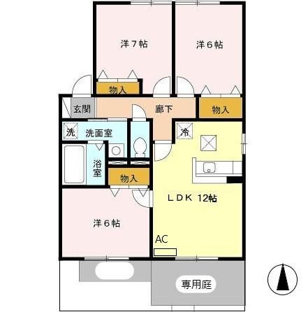 武蔵村山市大南のアパートの間取り