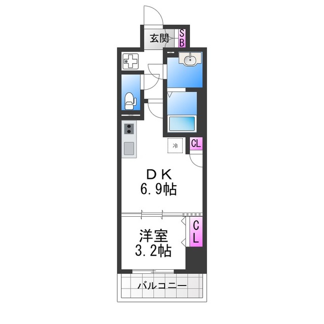 【大阪市西区京町堀のマンションの間取り】