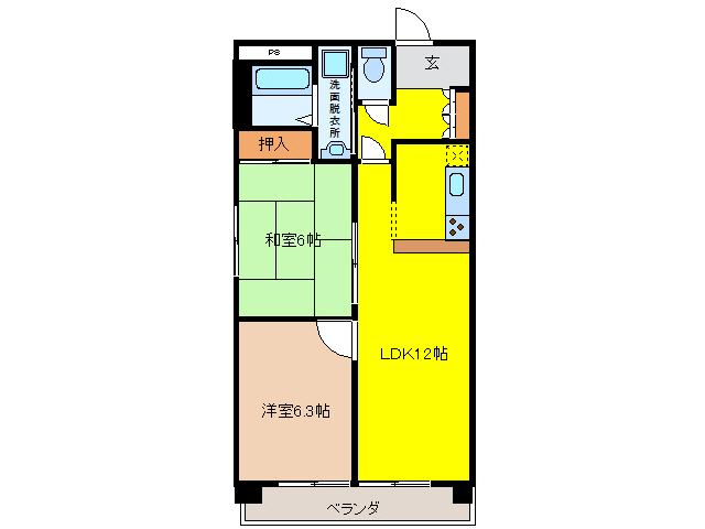 岐阜市東島のマンションの間取り