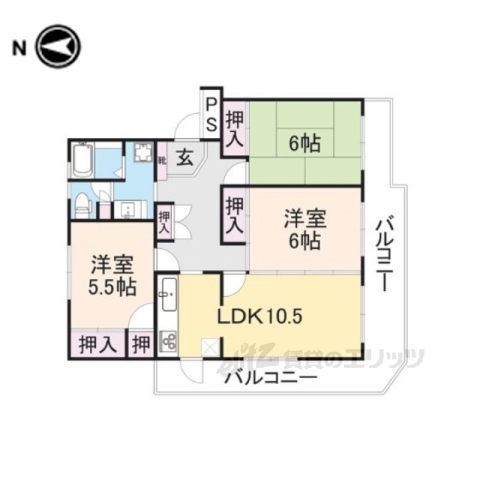 福知山市土師新町のマンションの間取り