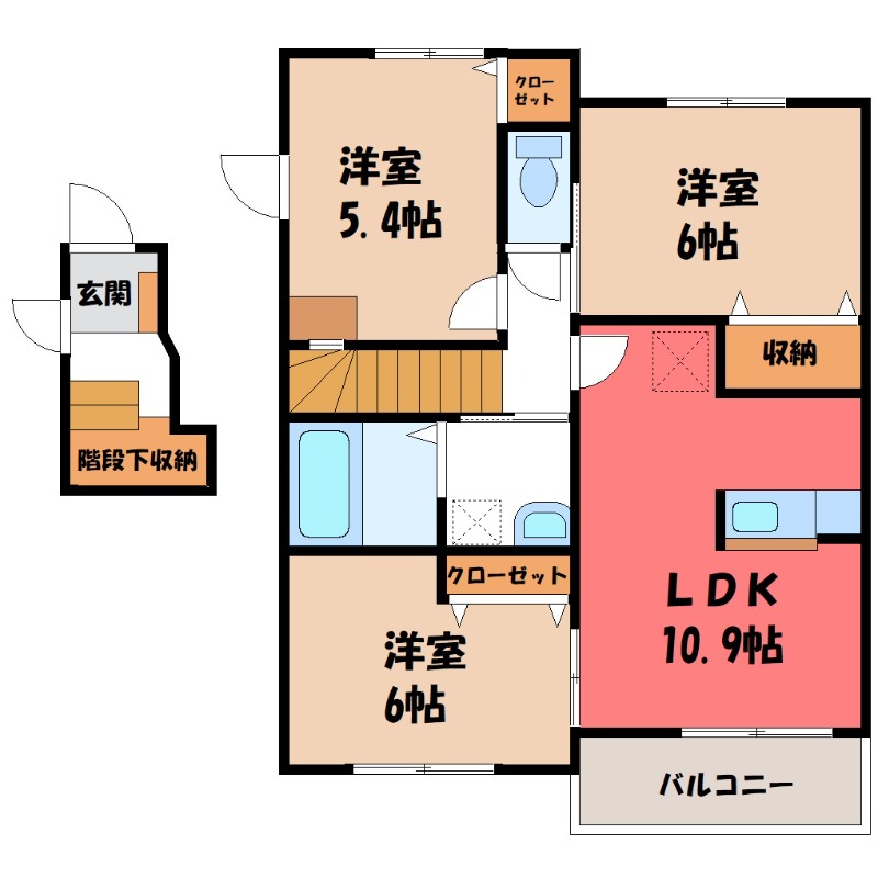 太田市東新町のアパートの間取り