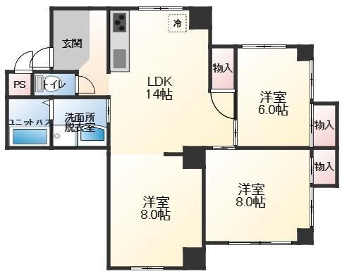 相生市那波大浜町のマンションの間取り