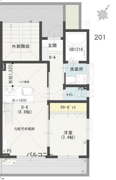 松戸市緑ケ丘のアパートの間取り