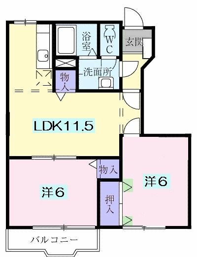 交野市森北のアパートの間取り