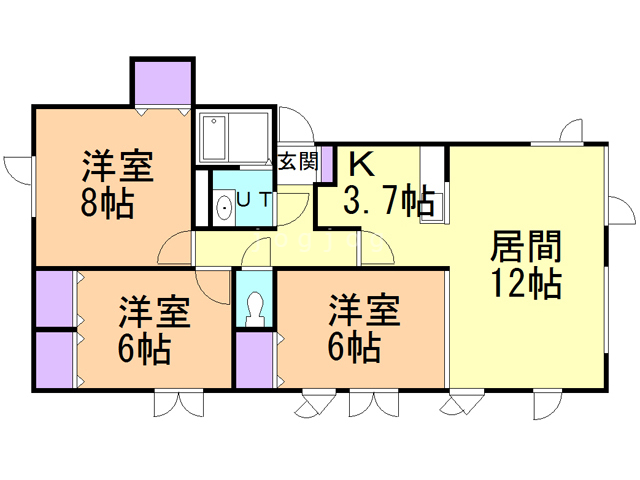 札幌市北区拓北五条のアパートの間取り