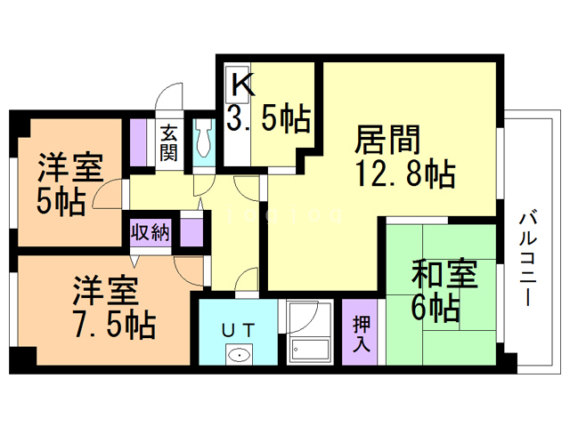 札幌市中央区南十二条西のマンションの間取り