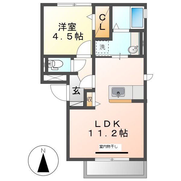 倉敷市阿知のアパートの間取り