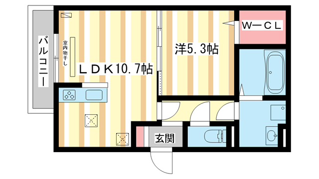 大和郡山市雑穀町のアパートの間取り