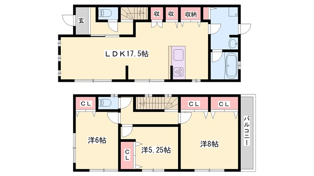 姫路市飾西新築戸建の間取り