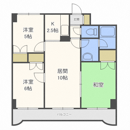 札幌市中央区双子山のマンションの間取り