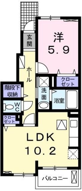 青梅市藤橋のアパートの間取り