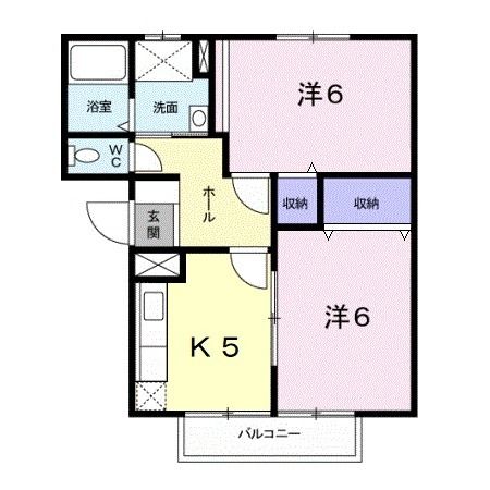 御坊市藤田町藤井のアパートの間取り