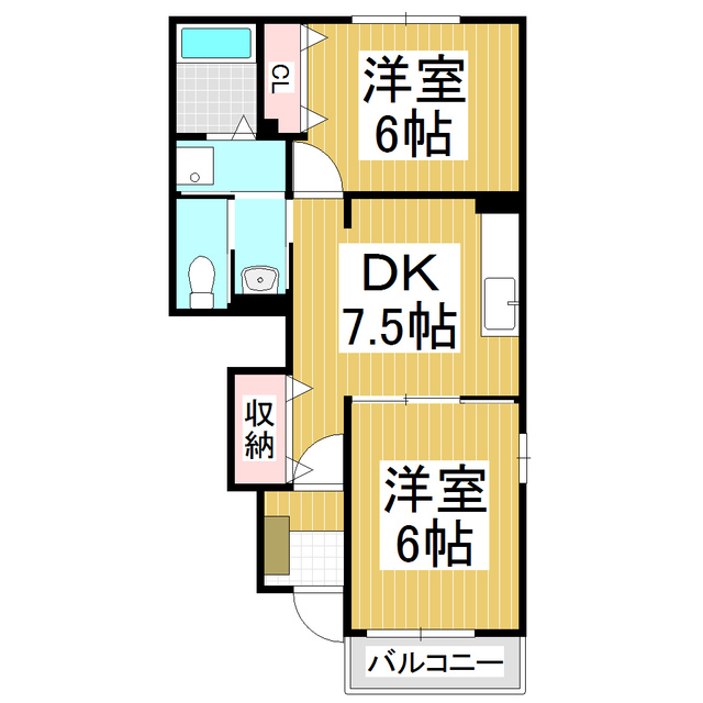 安曇野市三郷明盛のアパートの間取り