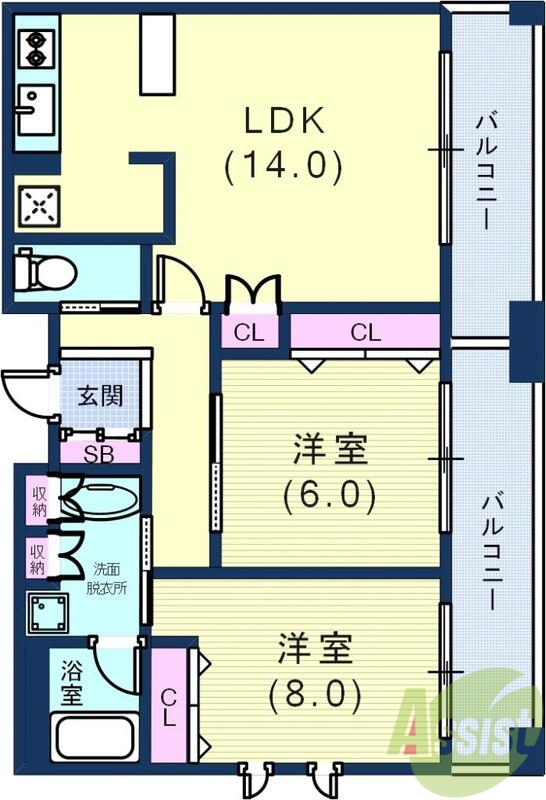 プレジール三ノ宮の間取り