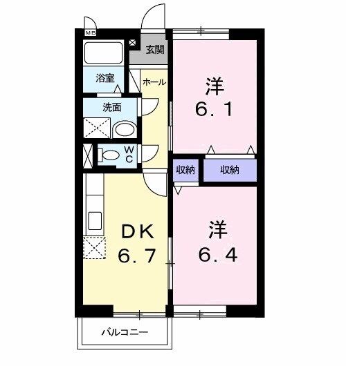 菊池郡菊陽町大字原水のアパートの間取り