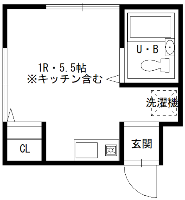 花咲荘1Rの間取り