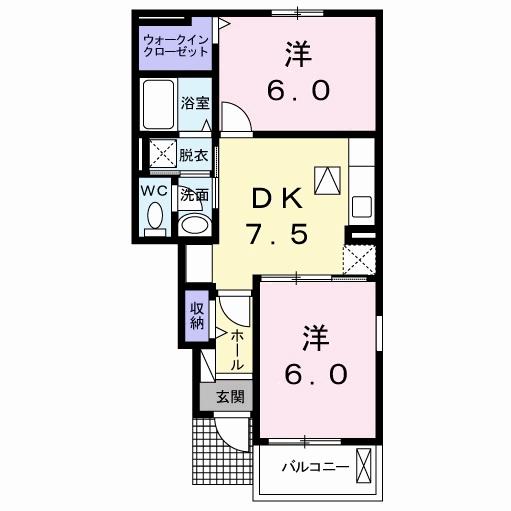 田川市大字伊田のアパートの間取り