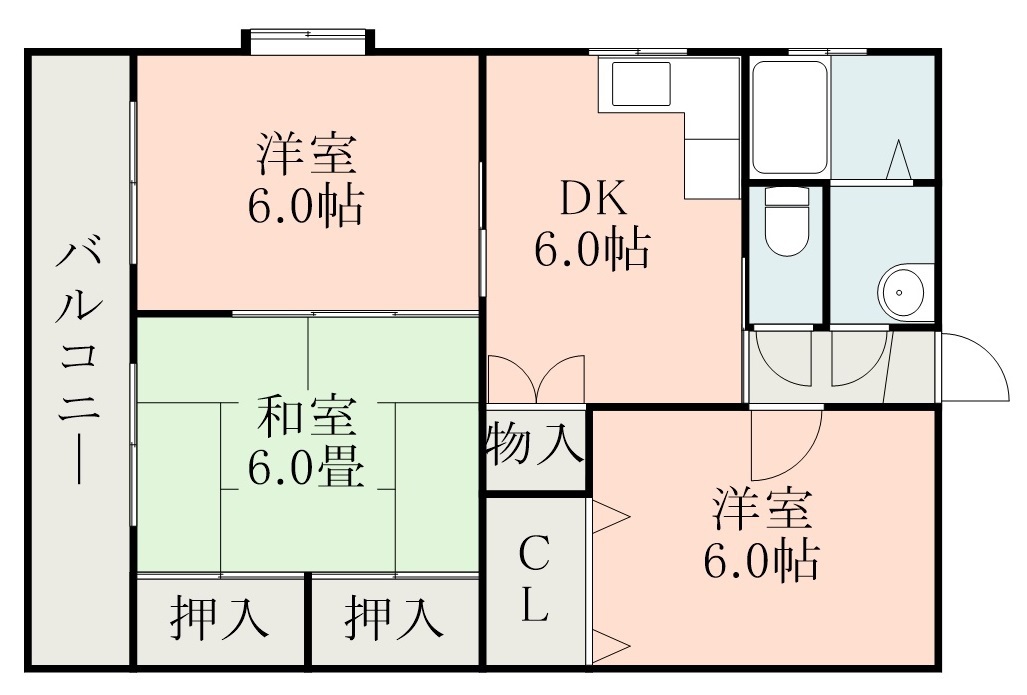 鹿児島市向陽のマンションの間取り