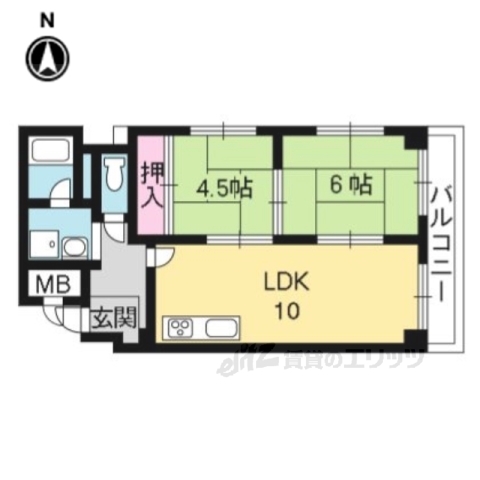 京都市下京区綾堀川町のマンションの間取り