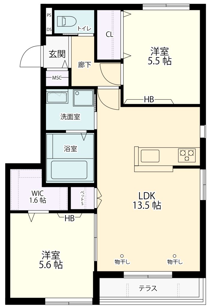 府中市新町のマンションの間取り