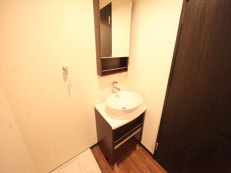 洗面設備　脱衣所　デザイン洗面台　収納スペース有