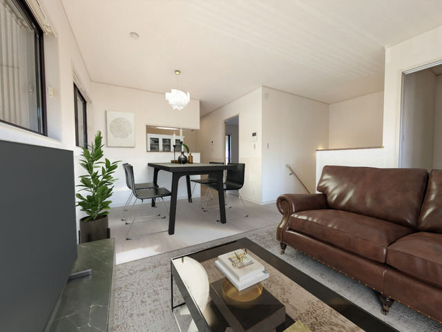 居室・リビング　二面に窓があり明るいＬＤＫ１３．６帖（家具・家財はＣＧになり