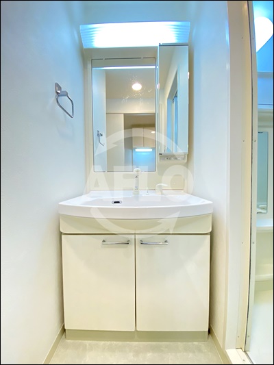 洗面設備　クラウンハイム北心斎橋フラワーコート　大きい洗面台