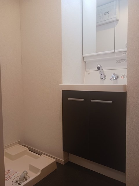 洗面設備　忙しい朝に嬉しいシャワー付洗面台です。
