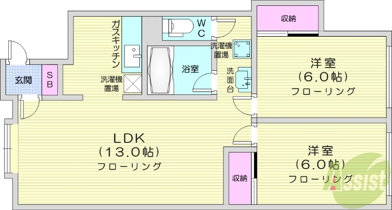 ＪＲ函館本線 手稲駅 徒歩5分 2階建 築34年の間取り写真