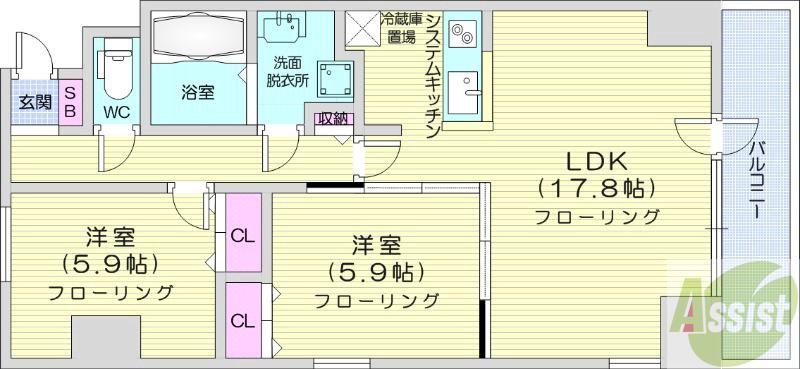 地下鉄東西線 バスセンター前駅 徒歩4分 15階建 築19年の間取り写真