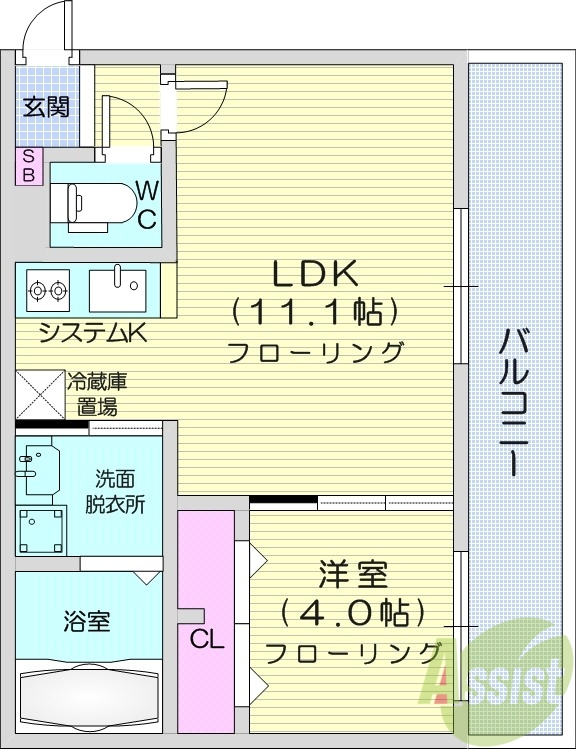 地下鉄東西線 西２８丁目駅 徒歩8分 7階建 新築の間取り写真