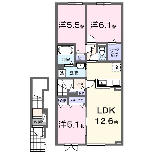 北海道名寄市西八条南２（アパート）の賃貸物件の間取り