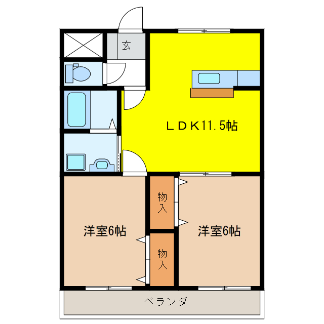 各務原市鵜沼羽場町のアパートの間取り