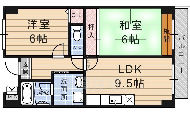 京都市伏見区竹田段川原町のマンションの間取り