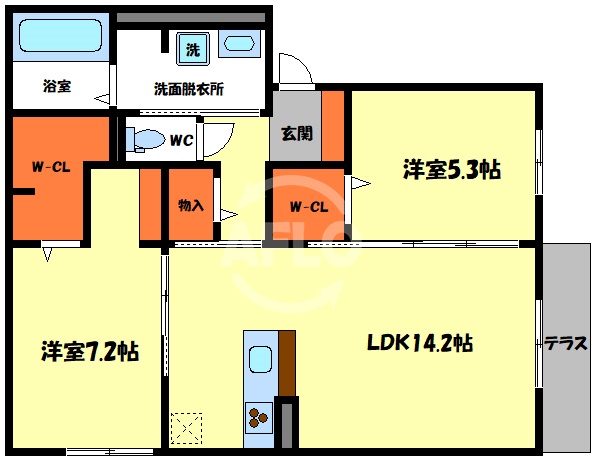 大阪市住吉区万代のアパートの間取り