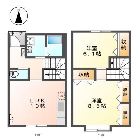 岡山市中区山崎のアパートの間取り