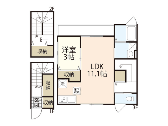 広島市東区牛田新町のアパートの間取り