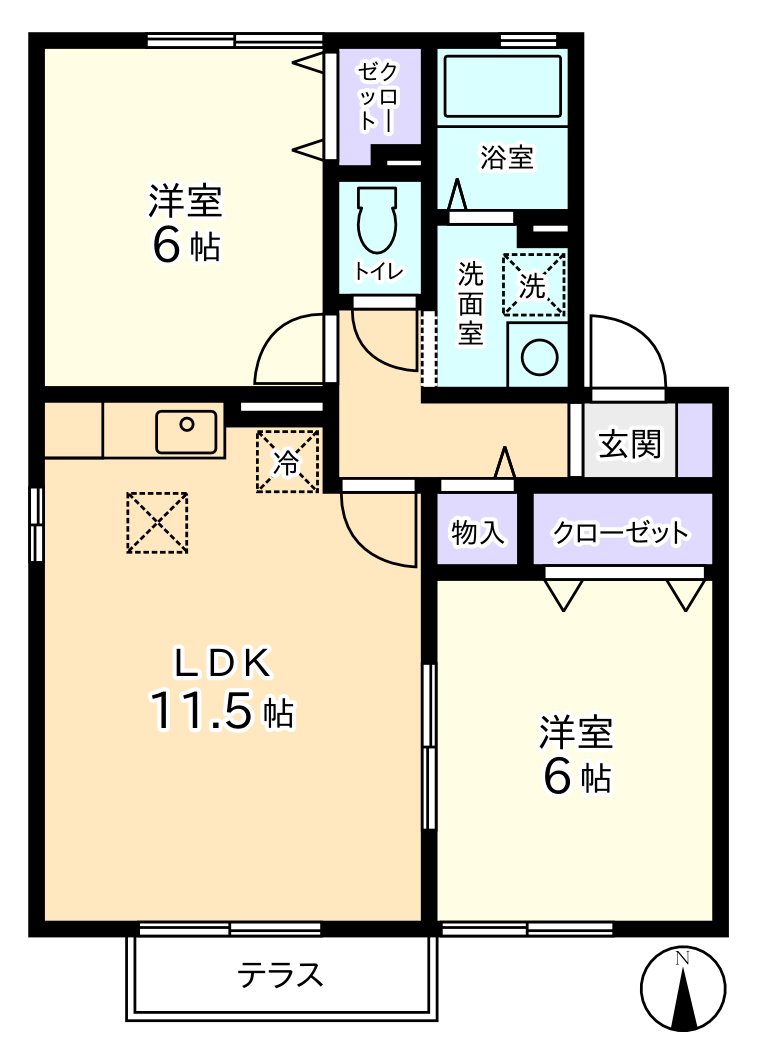 笛吹市八代町南のアパートの間取り