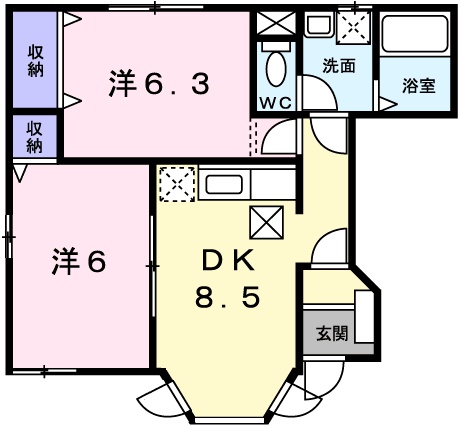 姫路市青山西のアパートの間取り