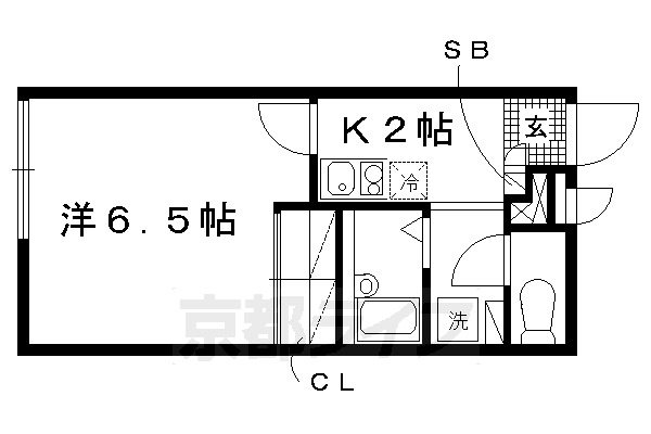 京都市上京区二番町のアパートの間取り